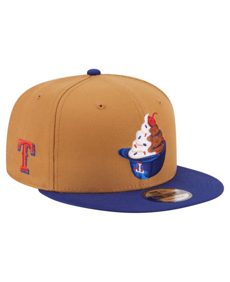 Men's Khaki/Dark Blue Texas Rangers Ice Cream 9FIFTY Snapback Hat
