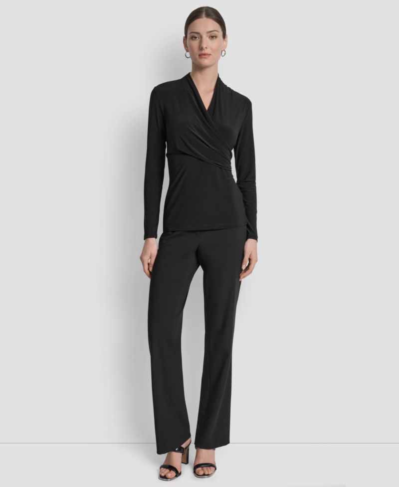 Petite Matte Jersey Faux Wrap Top
