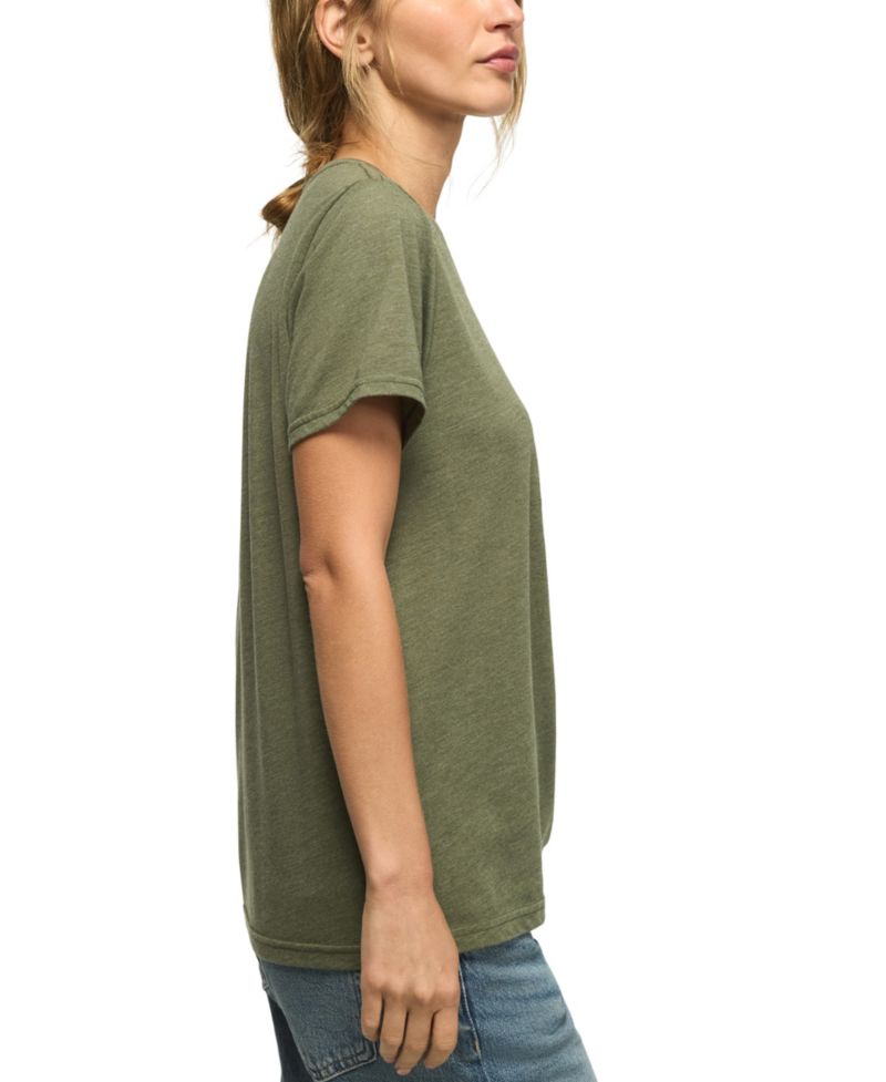 Women's Lace Rose Graphic-Print Lace-Trim T-Shirt