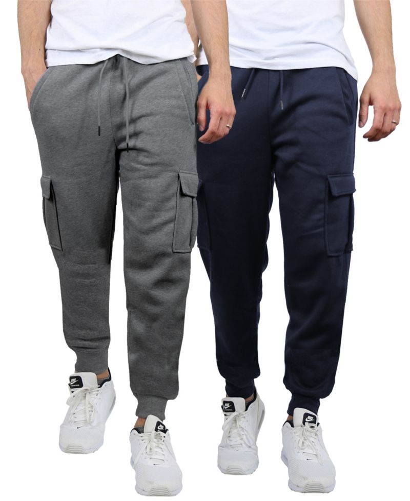 Men's Heavyweight Fleece-Lined Cargo Jogger Sweatpants, Pack of 2