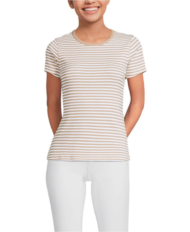 Women's Short Sleeve Crew Neck Micro Rib Mini Tee