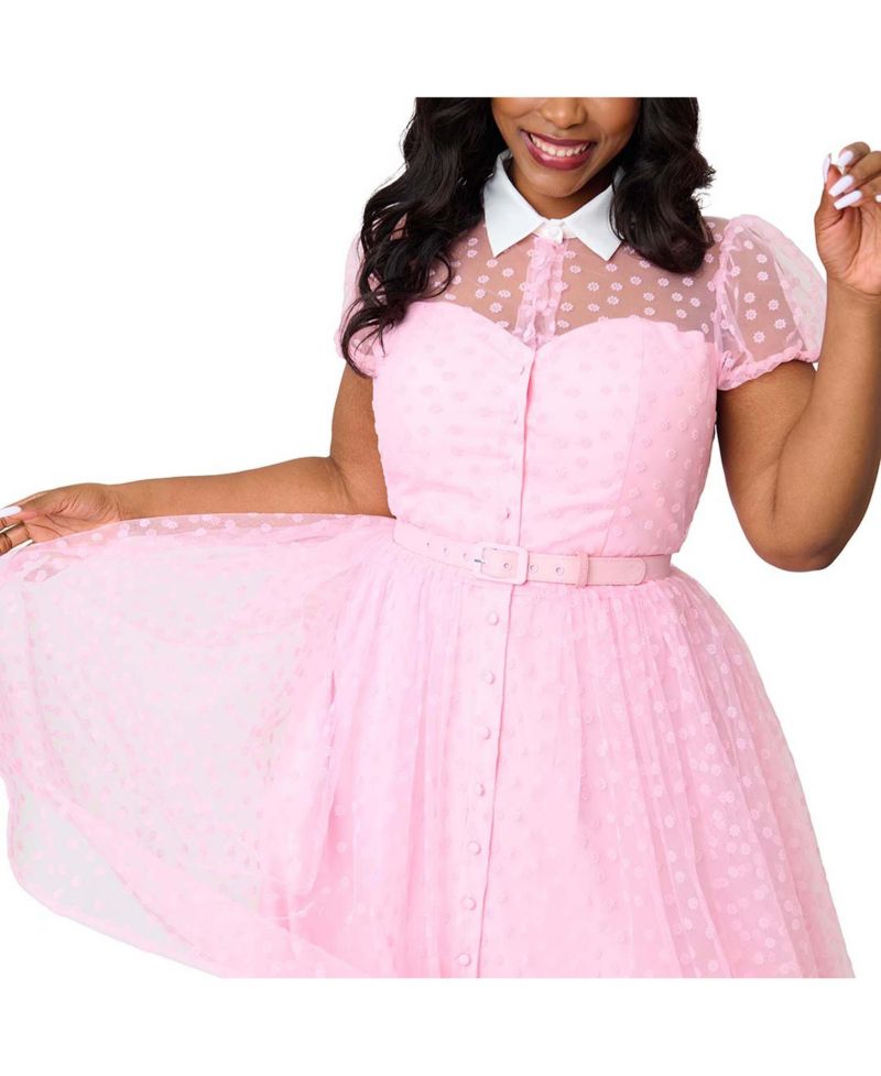 Plus Size 1950s Short Sleeve Collared Hollie Swing Dress