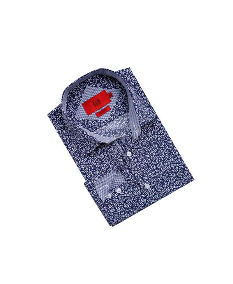 Men's Slim Fit Floral Printed Button-Down Shirt
