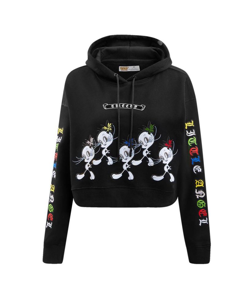Women's Looney Tunes Tweety Bird Cropped Pullover Hoodie