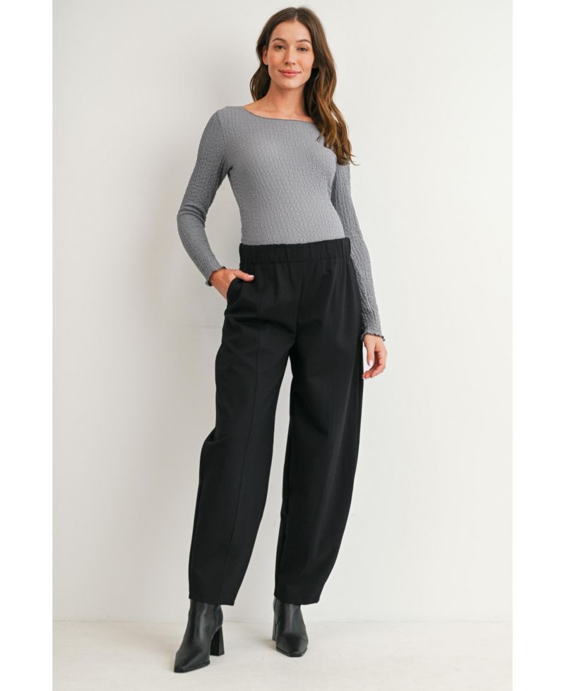 Maternity Pull-On Barrel-Leg Pants