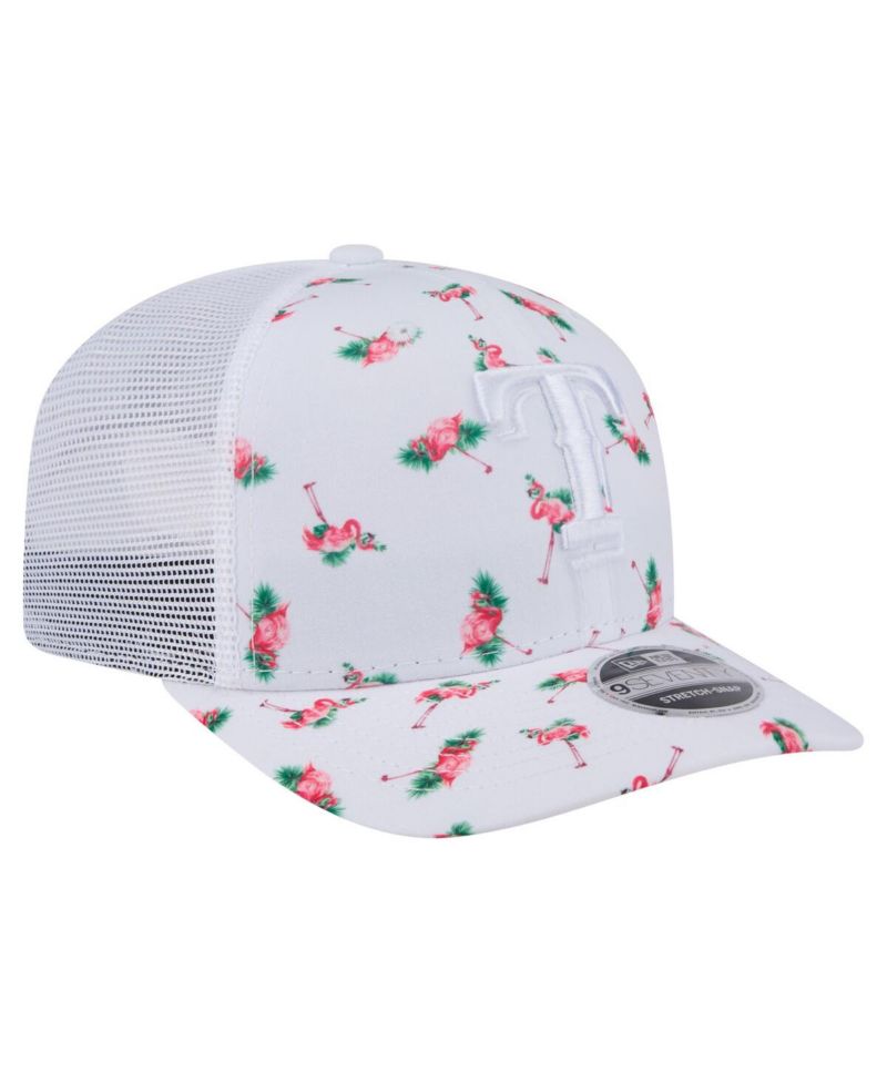 Men's White Texas Rangers Flamingo Mesh Back 9SEVENTY Stretch-Snap Hat