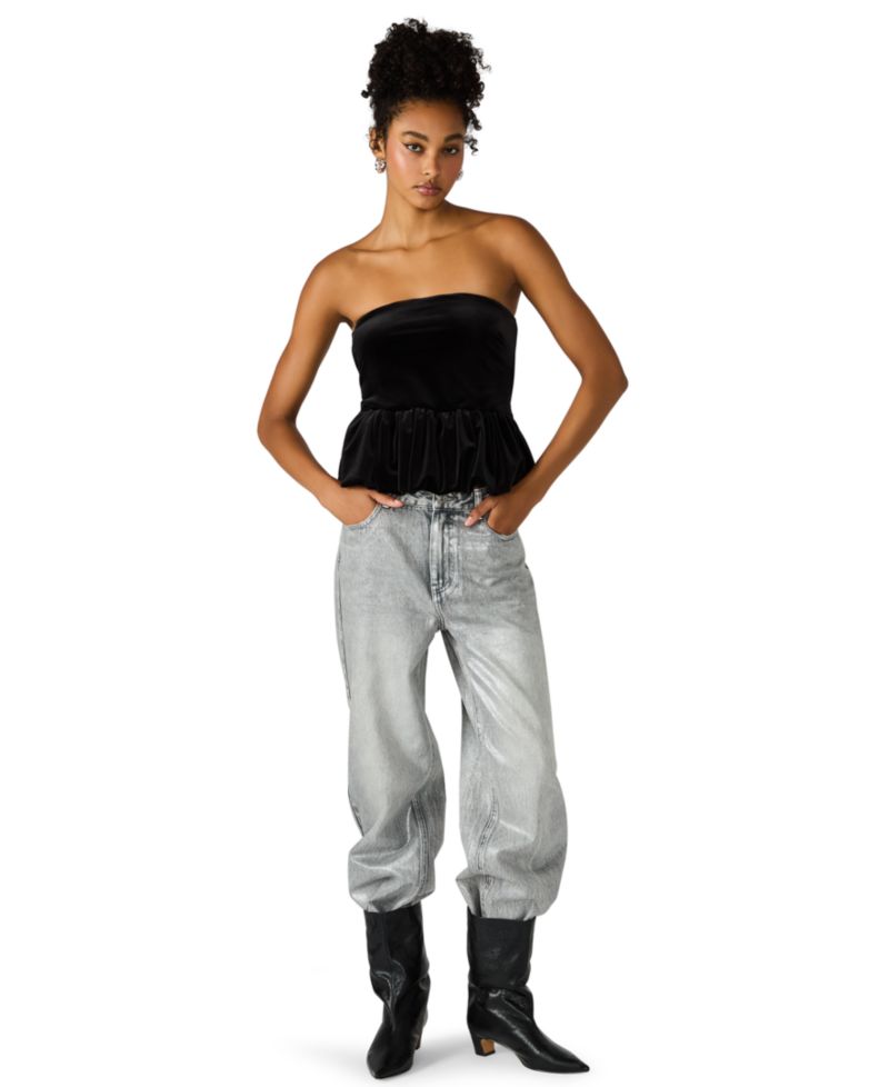 Women's Tessae Velvet Bubble Hem Tube Top
