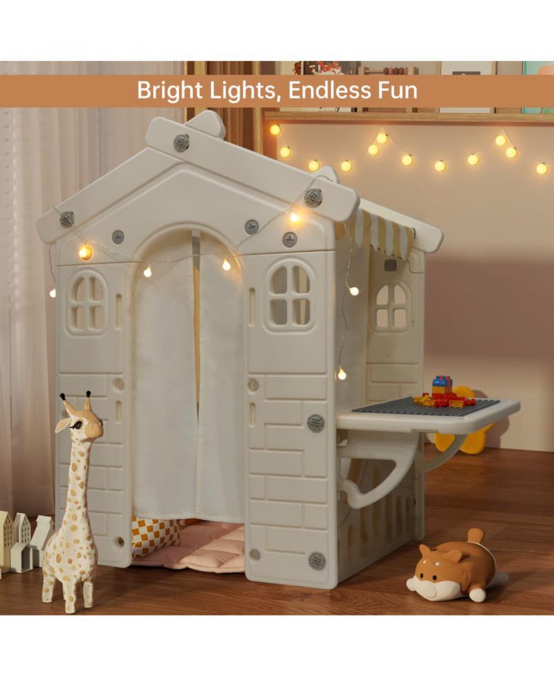 Foldable Lighted Kids' Playhouse with Building Blocks