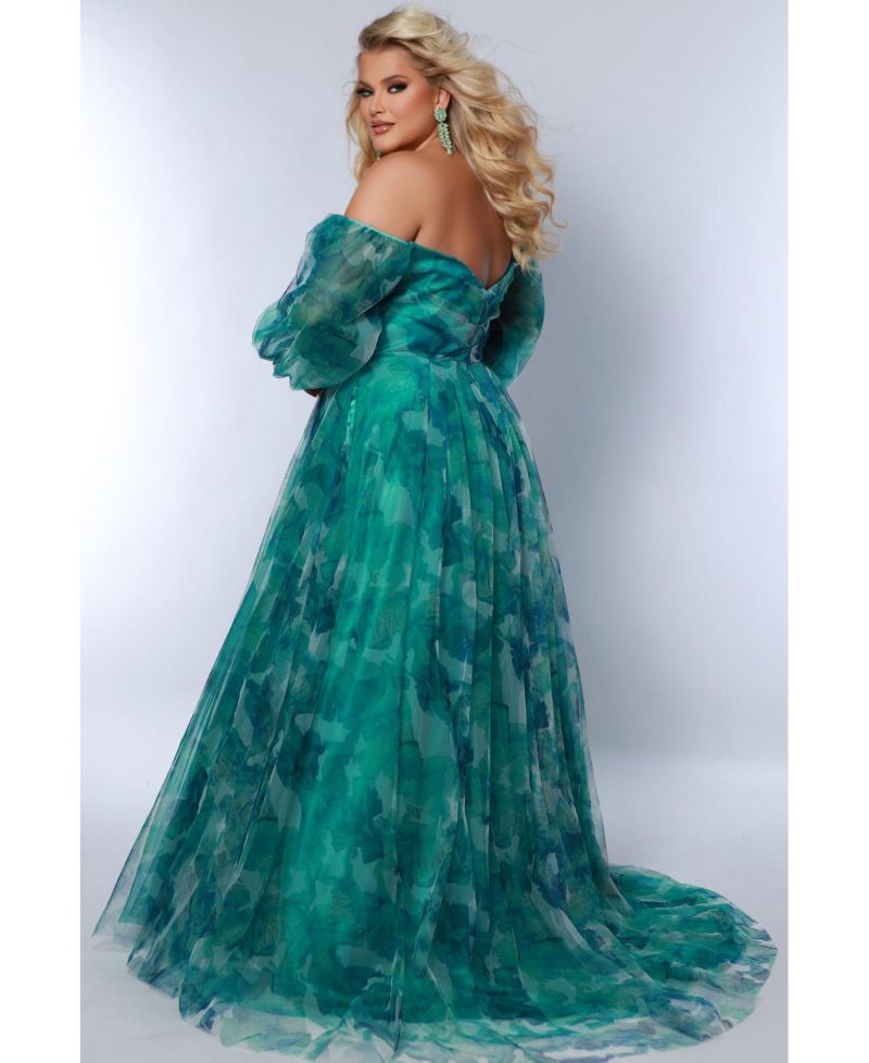 Women's Floral Strapless Sweetheart Neckline A-Line Gown