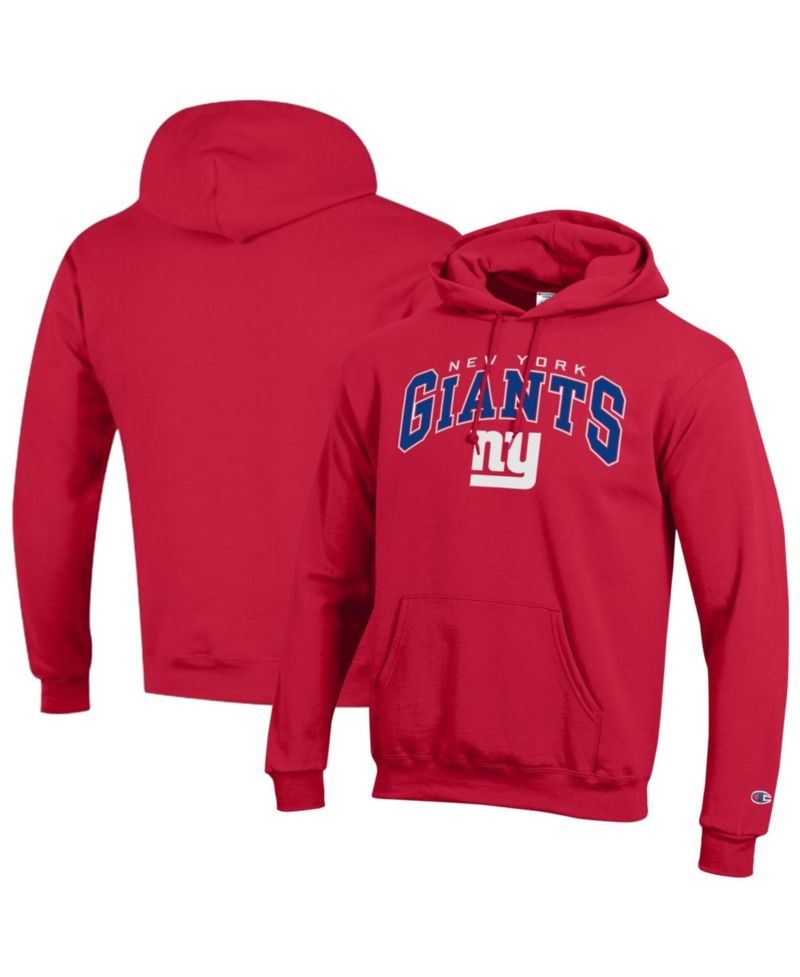 Men's Red New York Giants Powerblend Arch over Logo Hoodie