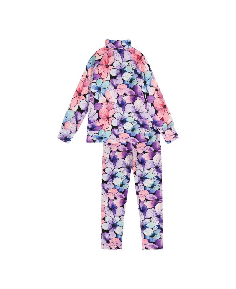 Little Girls 6-14 Two Piece Thermal Underwear Floral Print