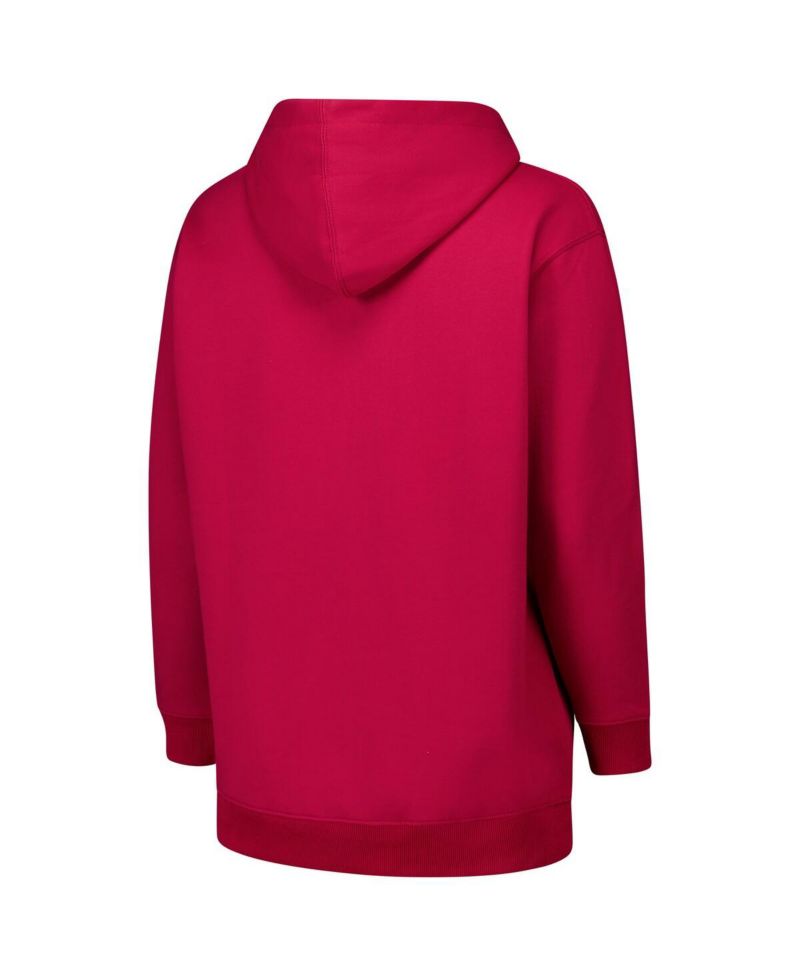 Women's Crimson Alabama Crimson Tide Plus Size Scrip Lace-Up V-Neck Hoodie