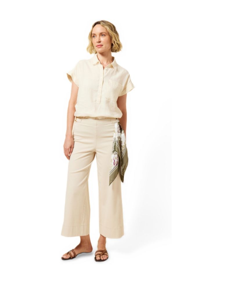 Women's Althea Embroidered Collar Short-Sleeve Linen Shirt