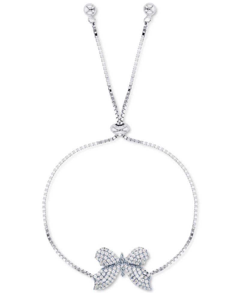 Cubic Zirconia Pav&eacute; Butterfly Bolo Bracelet