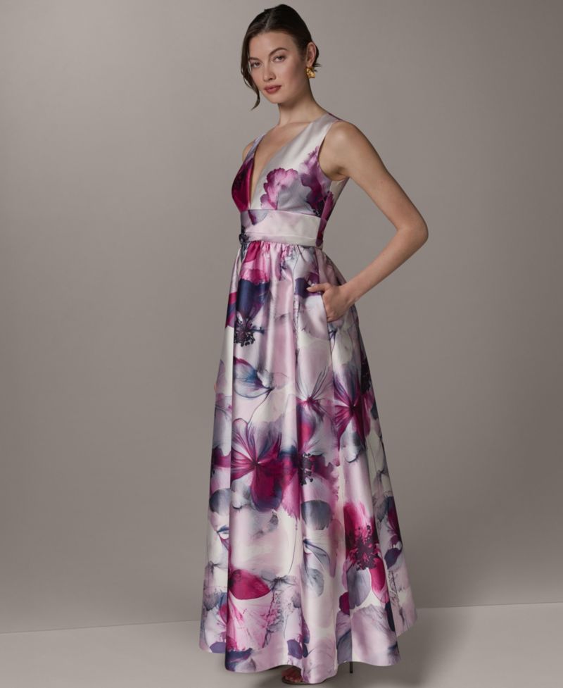 Petite Sleeveless V-Neck Ball Gown