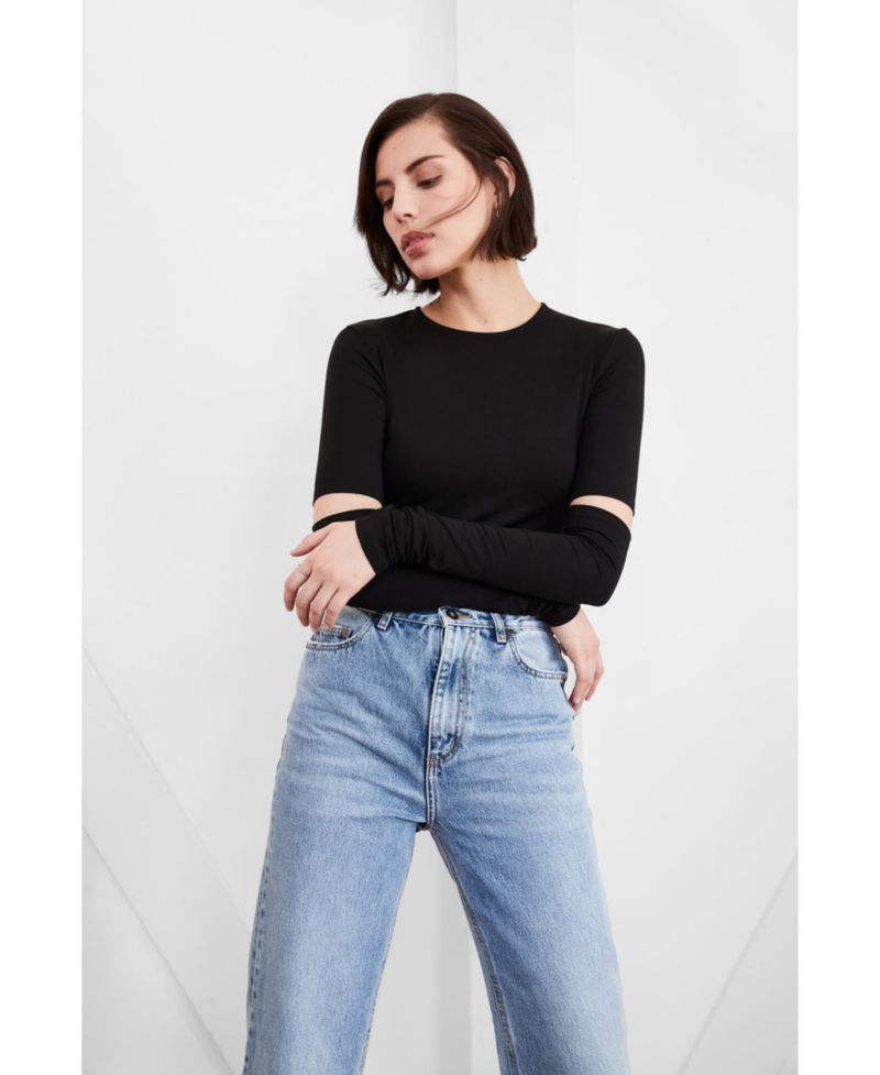 Women's Indra Long-Sleeve Stretch Jersey Top with Elbow Cutouts