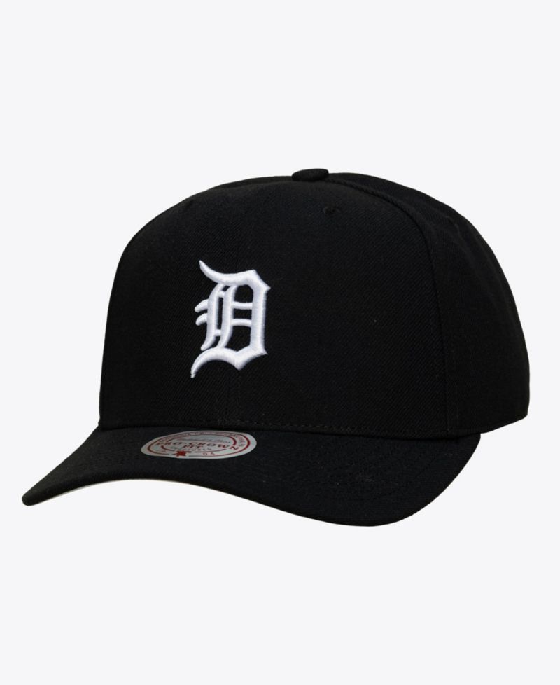 Men's Black Detroit Tigers Black and White Pro Crown Snapback