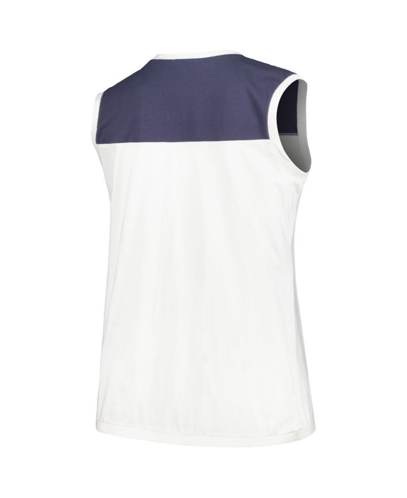 Women's White/Navy Tampa Bay Rays Plus Size Waist Length Muscle Tank Top