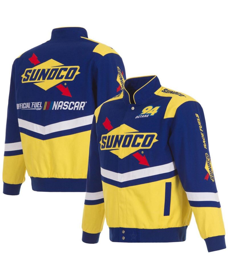 Men's Royal/Yellow NASCAR Sunoco Full-Snap Twill Uniform Jacket