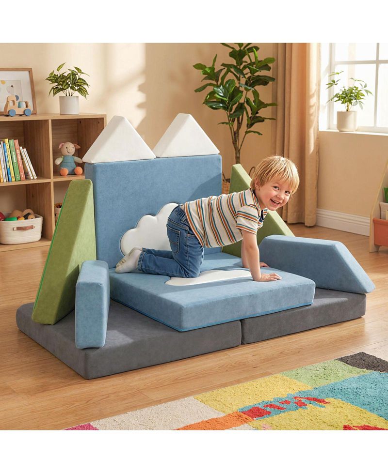 Toddler 12 Piece Toddler Foam Construction Fort Set with Snow Mountain Theme-Snow Mountain