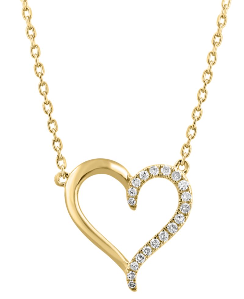 EFFY® Diamond Heart 18" Pendant Necklace (1/8 ct. t.w.) in Sterling Silver or Gold-Plated Sterling Silver