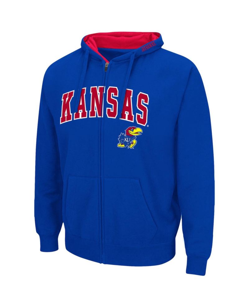 Men's Royal Kansas Jayhawks Arch & Logo 3.0 Full-Zip Hoodie
