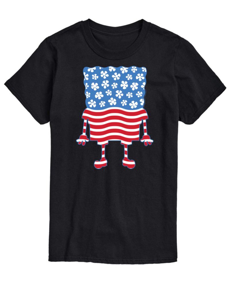 Men's SpongeBob SquarePants Silhouette Stars Stripes Short-Sleeve Graphic T-Shirt