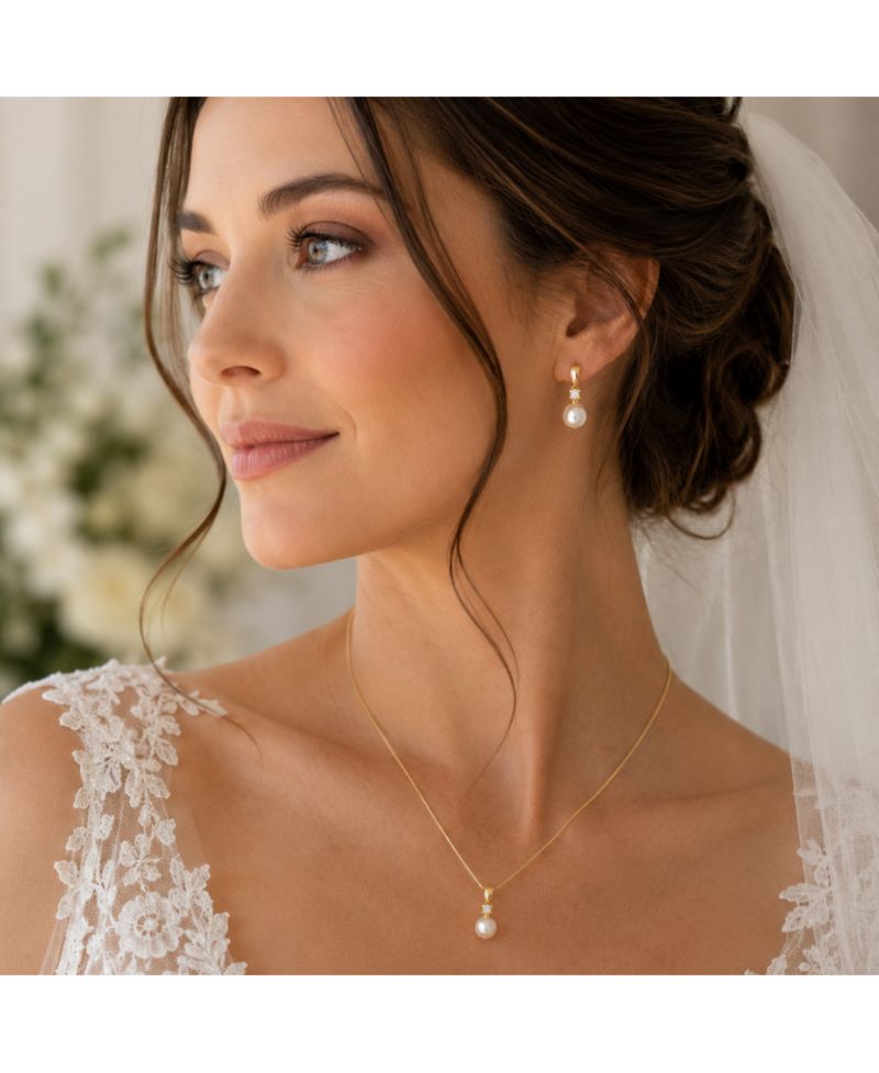 Pear Cut Cubic Zirconia Faux Pearl Drop Earrings