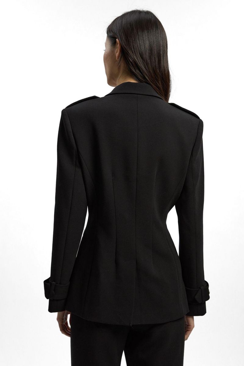 Women's Petite Military Single Breasted Blazer