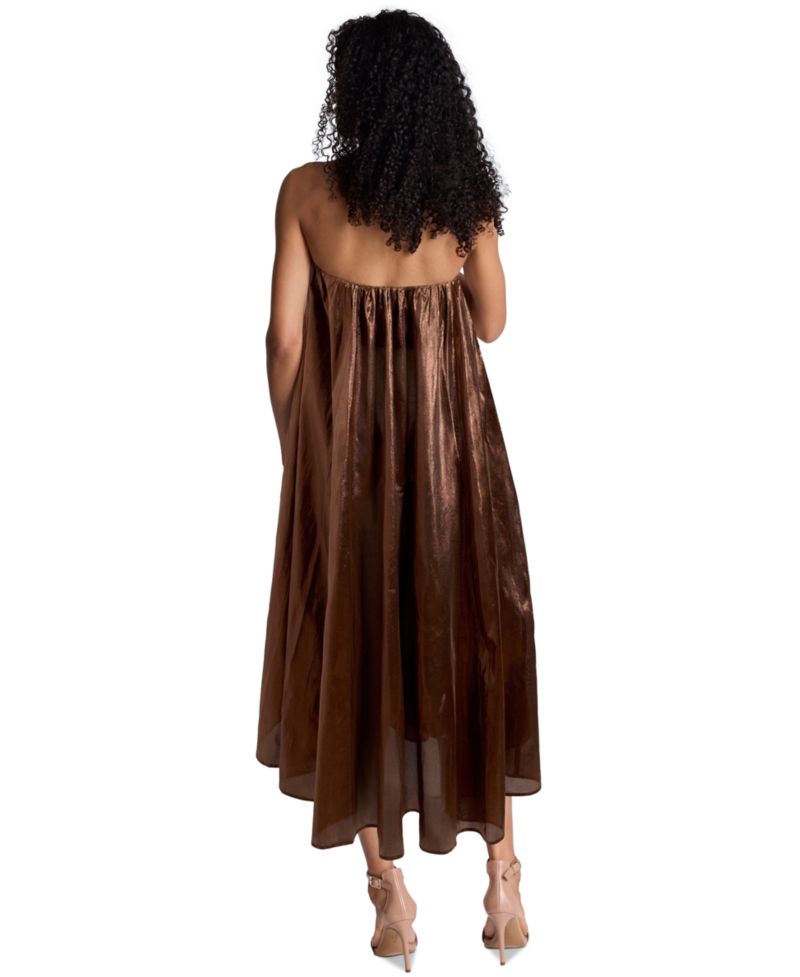 Women's Strapless A-Line Foil Midi Dress