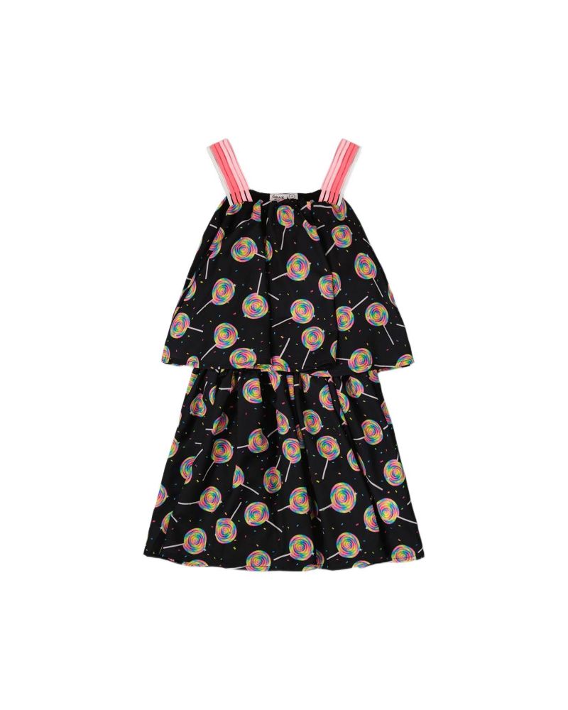 Big Girls Woven Dress Lollipop Print