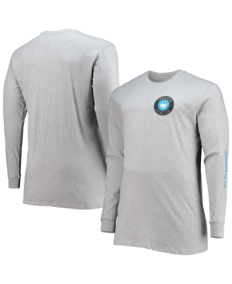 Men's Heathered Gray Charlotte FC Big & Tall Combo Long Sleeve T-Shirt