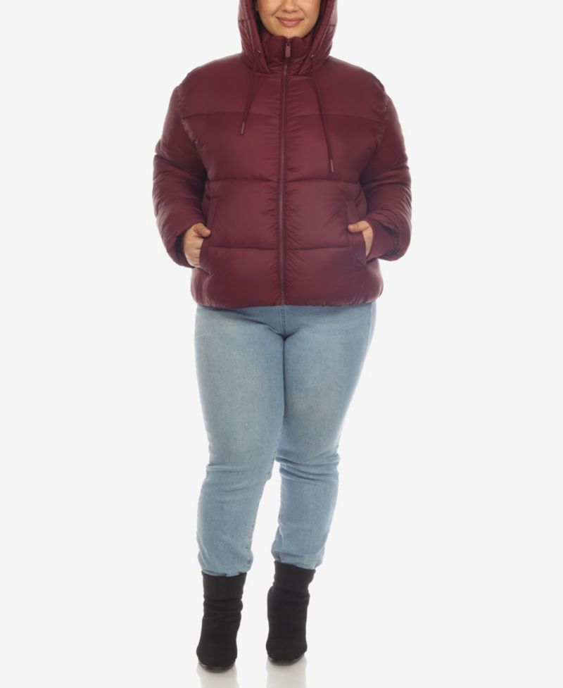 Plus Size Hooded Bomber Puffer Coat