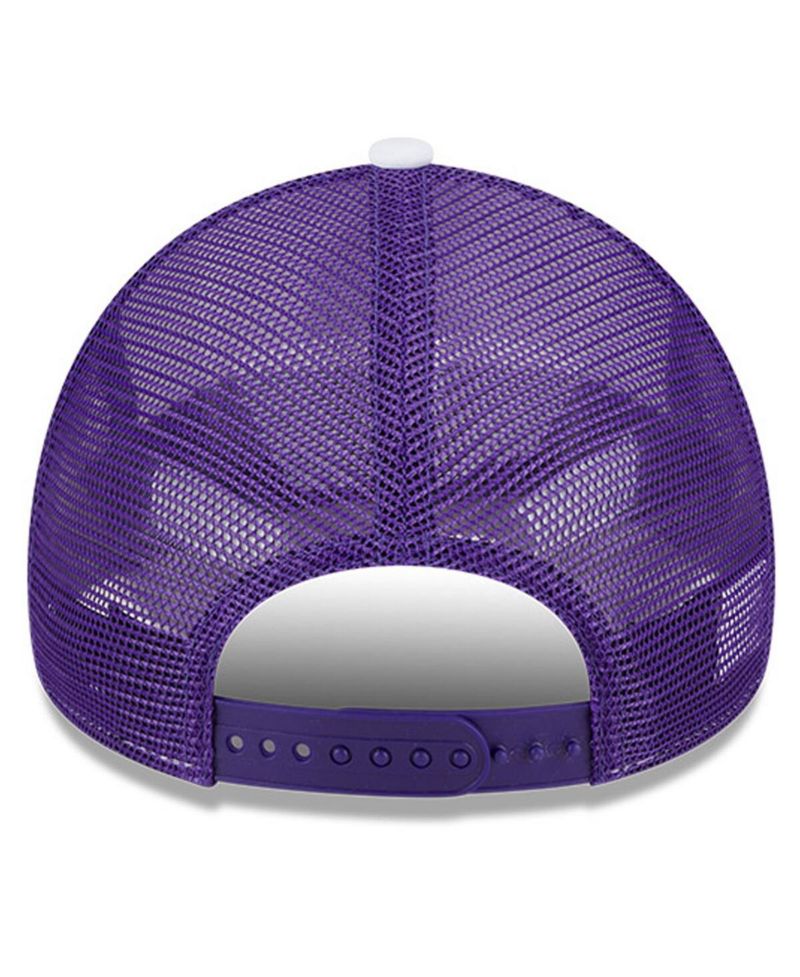 Men's White/Purple Los Angeles Lakers Court Sport Foam A-Frame 9FORTY Adjustable Trucker Hat
