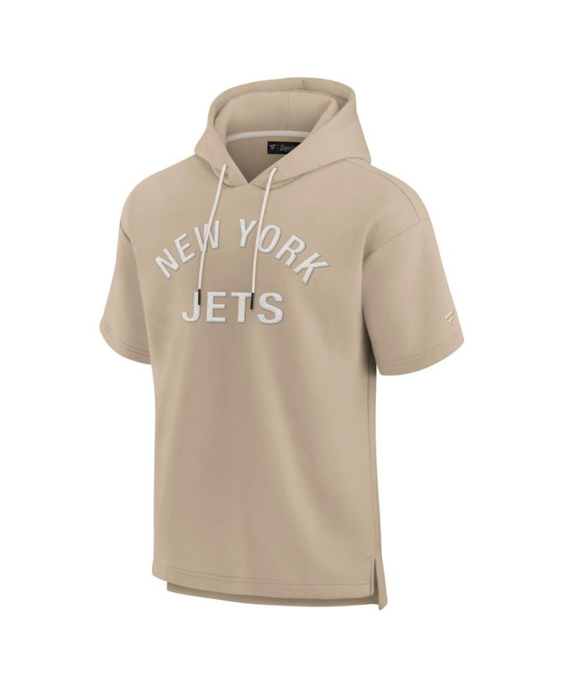 Men's and Women's Khaki Detroit Lions Elements Super Soft Fleece Short Sleeve Pullover Hoodie