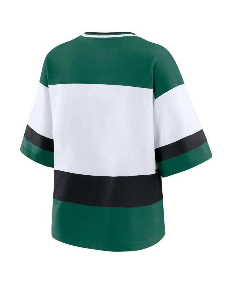 Women's Green/White Minnesota Wild Jersey Style T-Shirt