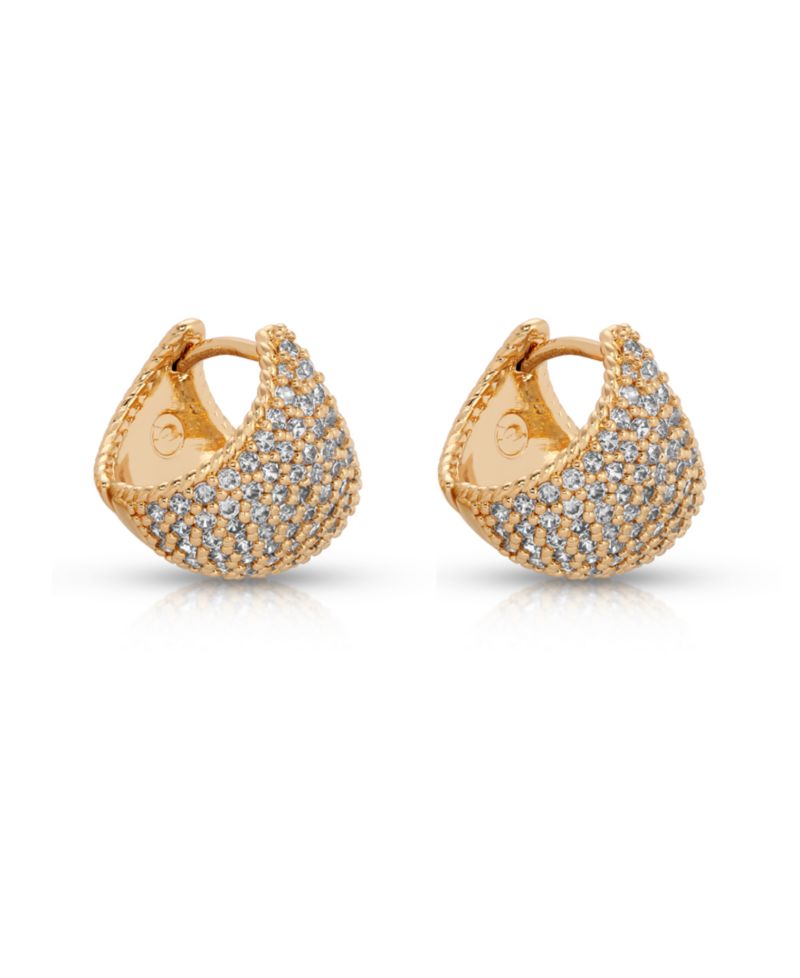 Pave Encrusted Huggies Hoops Earrings