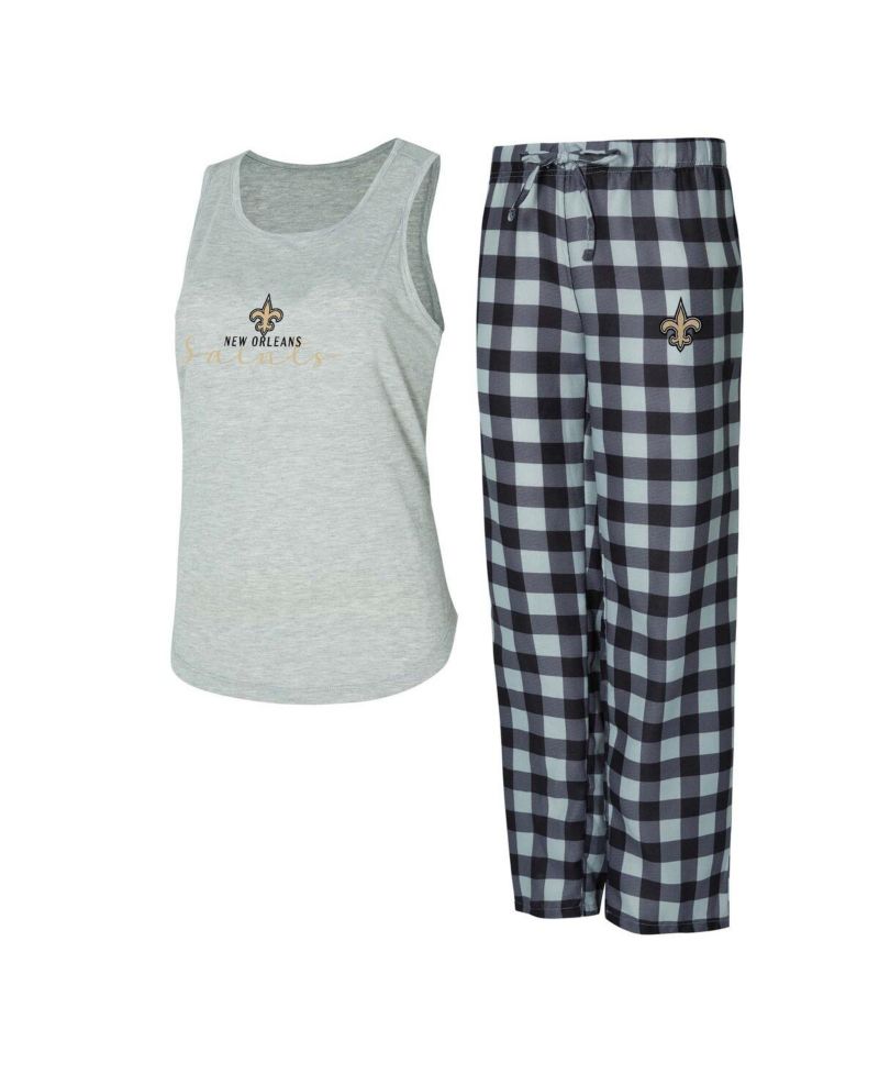 Women's Gray/Black New Orleans Saints Petition Tank Top and Pants Sleep Set
