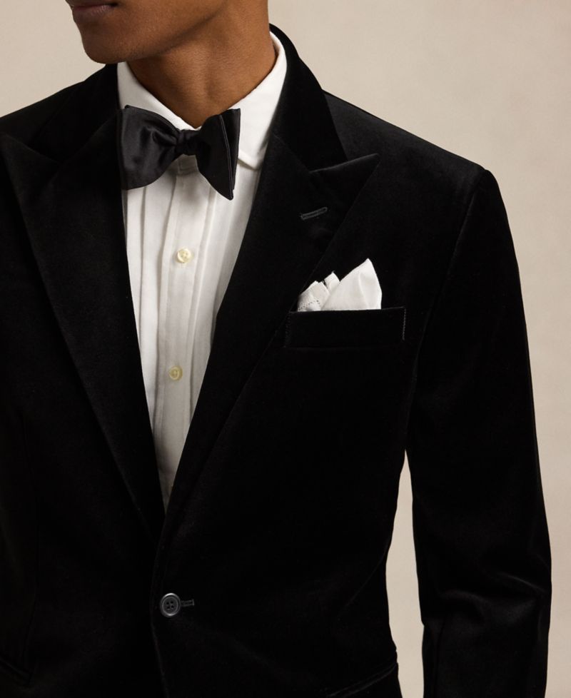 Men's Modern Fit Cotton Velvet Peak-Lapel Jacket