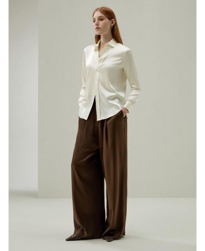 Women's Tailored Button Down Regular Fit Silk Shirt