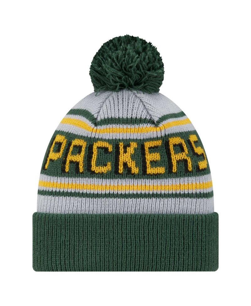 Big Boys and Girls Green Bay Packers Main Cuffed Knit with Pom Hat