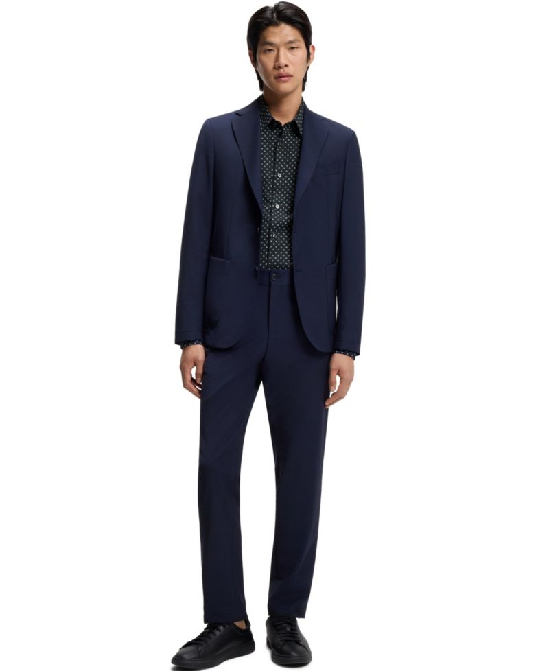 Men's Printed Cotton Blend Slim-Fit Dress Shirt