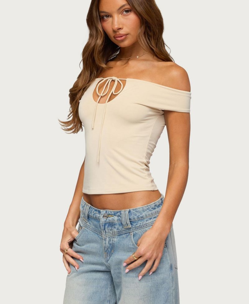 Women's Kaite Off Shoulder Cutout Tie Top