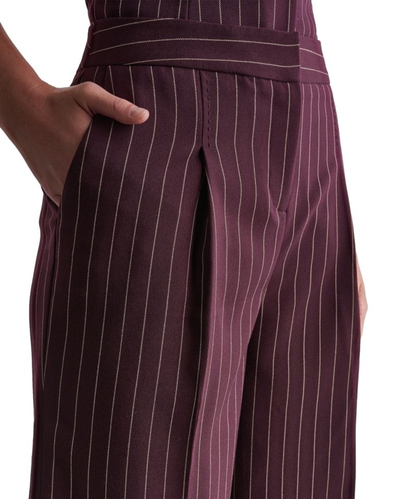 Women's High-Rise Wide-Leg Pinstripe Pants