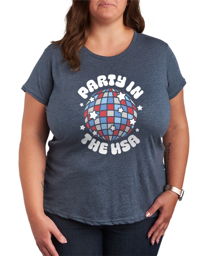 Plus Size Instant Message Party in the USA Disco Ball Short-Sleeve Graphic T-Shirt