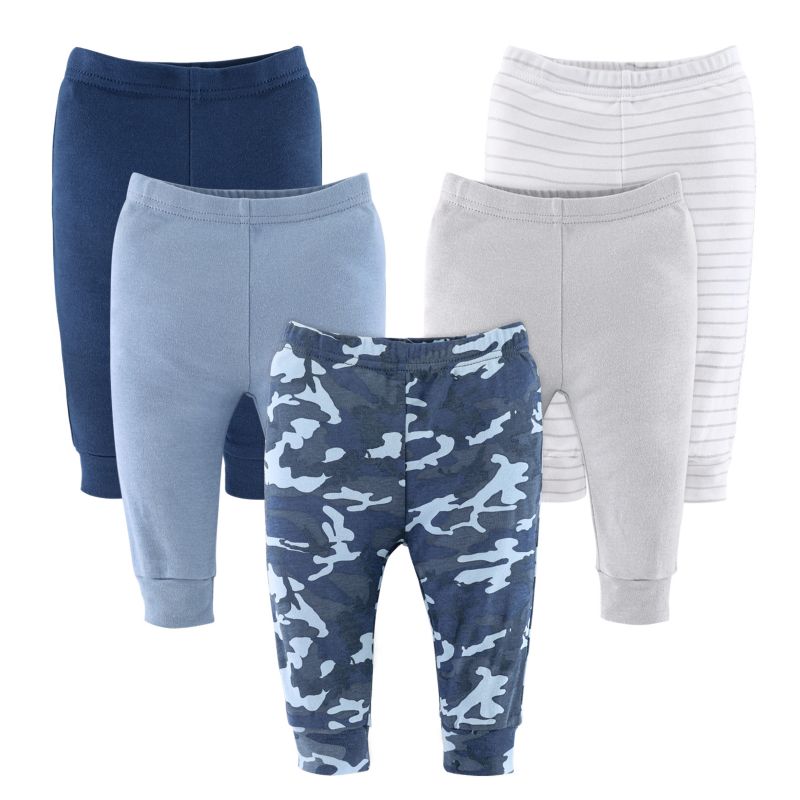 Baby Boys Pants, 5-Pack, Blue Camo