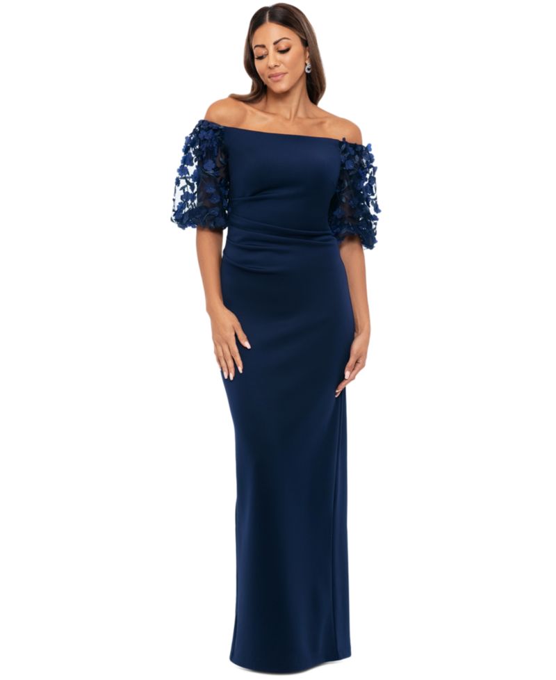 Women's Off-The-Shoulder Pleated-Waist Gown