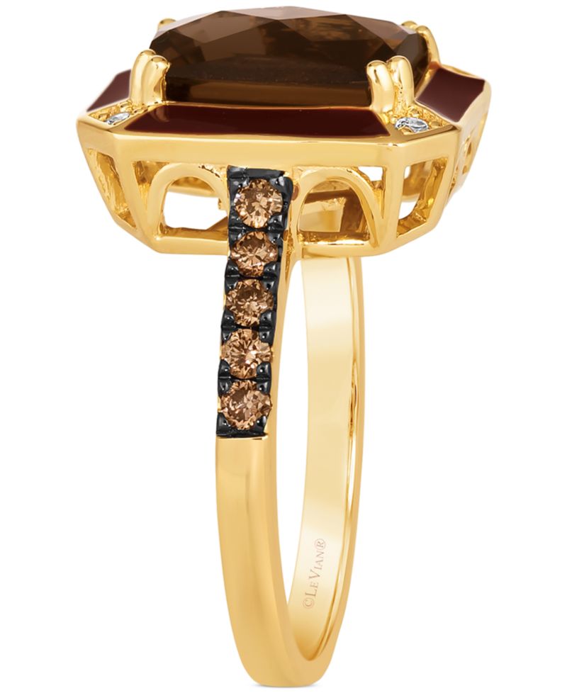 Chocolate Quartz (3 ct. t.w.), Chocolate Diamonds (1/4 ct. t.w.) & Nude Diamonds (1/20 ct. t.w.) Statement Ring in 14k Gold