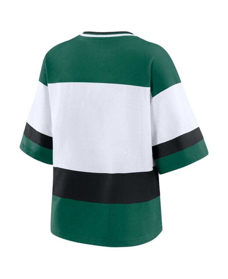 Women's Green/White Minnesota Wild Jersey Style T-Shirt