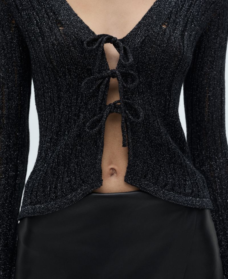 Women's Bows Detail Lurex Cardigan